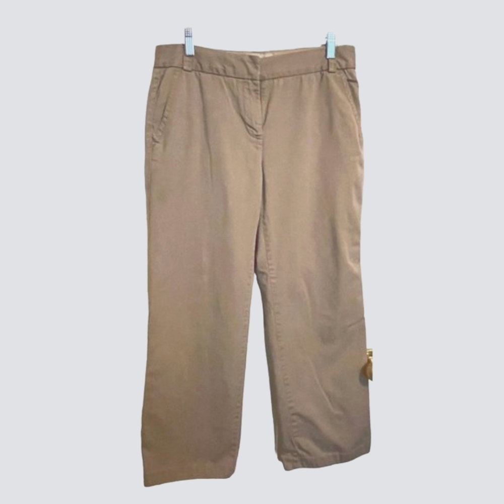J.CREW Chino‎ cropped 32 tan TWILL FLAT FRONT